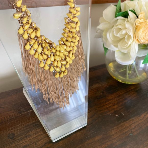 Statement yellow bead retro necklace - Picture 1 of 5